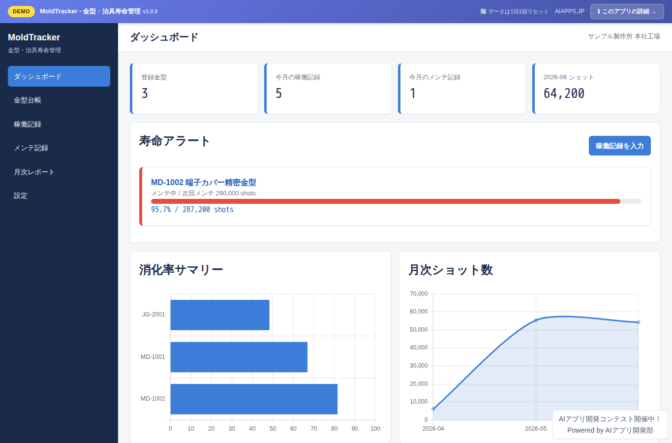 MoldTracker - 金型・治具寿命管理 のスクリーンショット