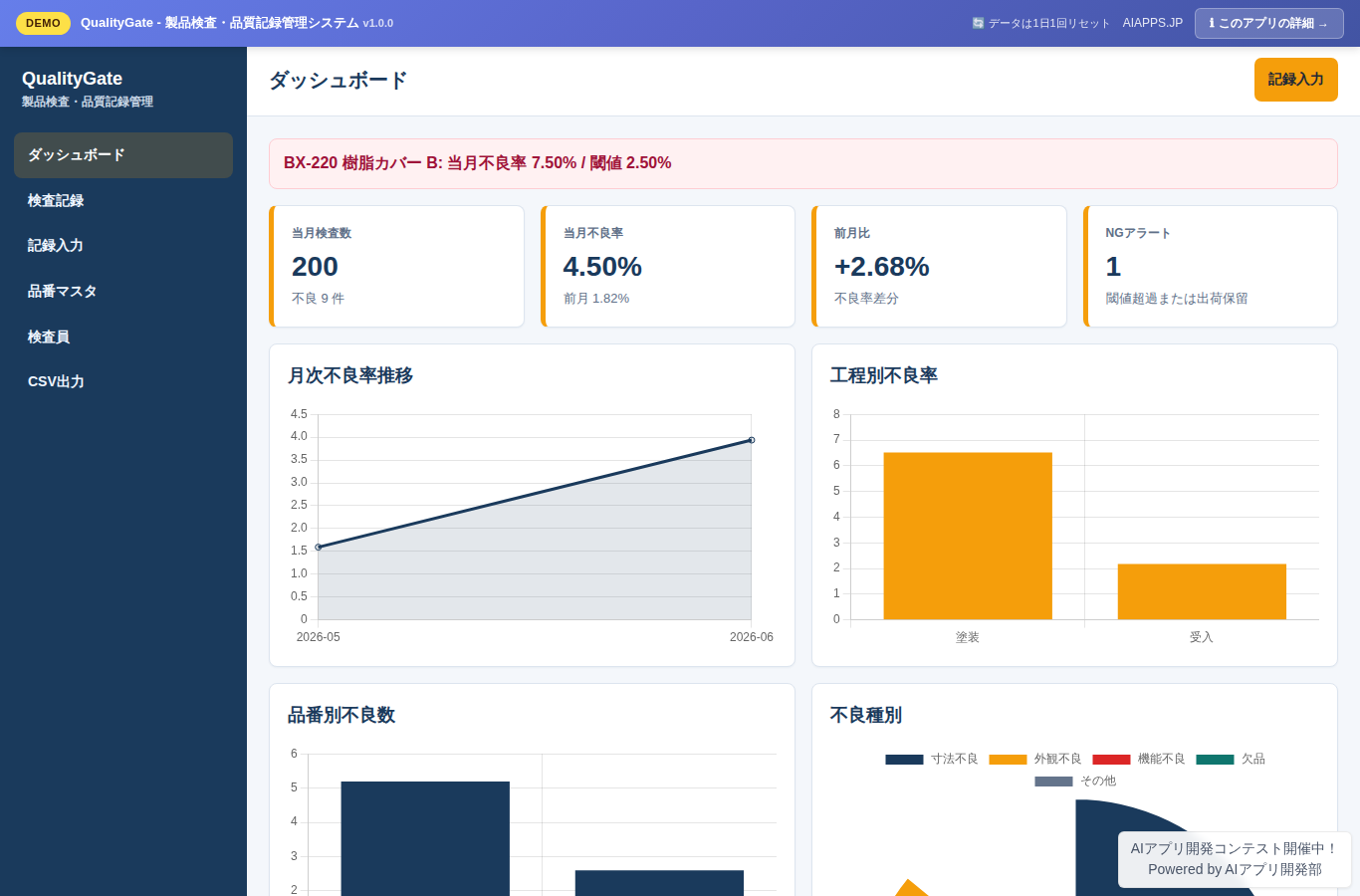 QualityGate - 製品検査・品質記録管理システム のスクリーンショット