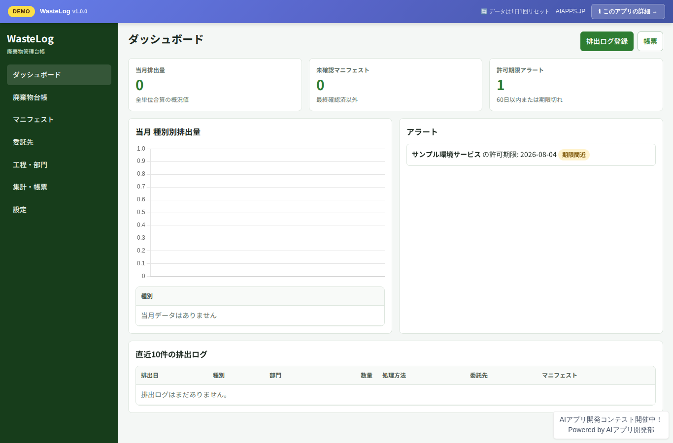 WasteLog のスクリーンショット
